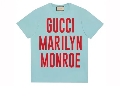 Pre-owned Gucci Men's  Marilyn Monroe T-shirt In Turquoise In Blue