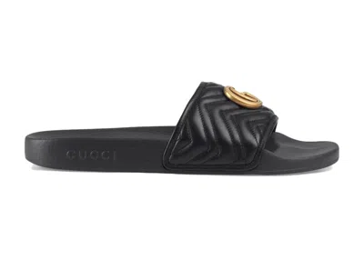 Pre-owned Gucci Men's  Matelasse Slide Double G Sneakers In Black