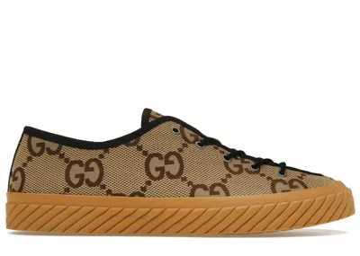 Pre-owned Gucci Men's  Maxi Gg Low Top Sneakers In Beige/ebony