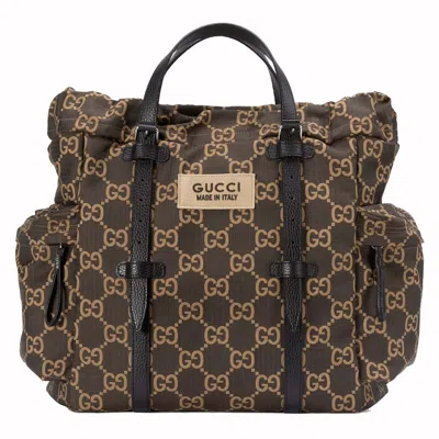 Pre-owned Gucci Men's  Medium Gg Polyester Tote Bag In Ebony/beige In Multi