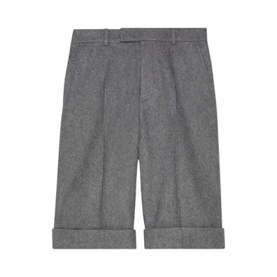 Pre-owned Gucci Men's  Melange Cloth Shorts In Grey In Gray