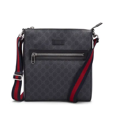 Pre-owned Gucci Men's  Messenger Gg Supreme In Black/grey In Multi