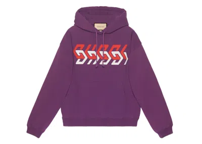 Pre-owned Gucci Men's  Mirror Logoprint Hoodie In Purple/red/white In Multi