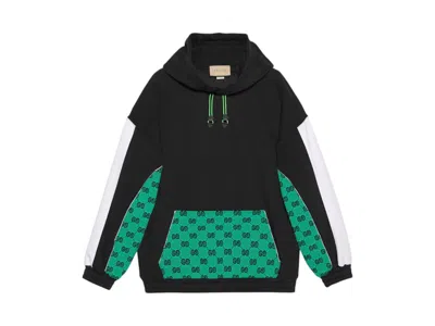 Pre-owned Gucci Men's  Monogram Logo Hoodie In Black/green