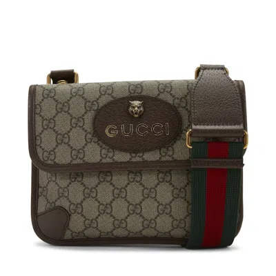 Pre-owned Gucci Men's  Neo Vintage Messenger Gg Supreme Small In Beige/ebony