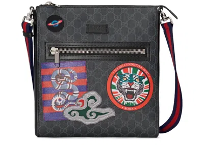 Pre-owned Gucci Men's  Night Courier Messenger Gg Supreme In Black