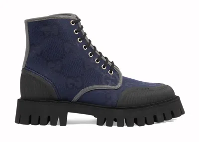 Pre-owned Gucci Men's  Novo Lugsule Ankle Booties Sneakers In Navy Blue