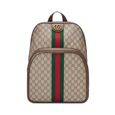 Pre-owned Gucci Men's  Ophidia Backpack Gg Supreme Medium In Beige/ebony
