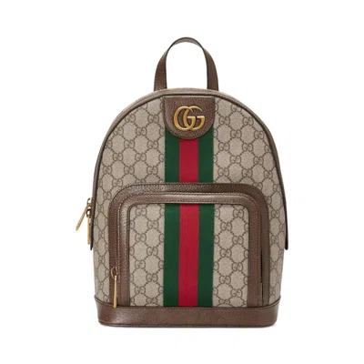 Pre-owned Gucci Men's  Ophidia Backpack Gg Supreme Small In Beige/ebony