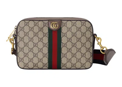 Pre-owned Gucci Men's  Ophidia Gg Shoulder Bag Gg Supreme Canvasred In Beige/ebony/green