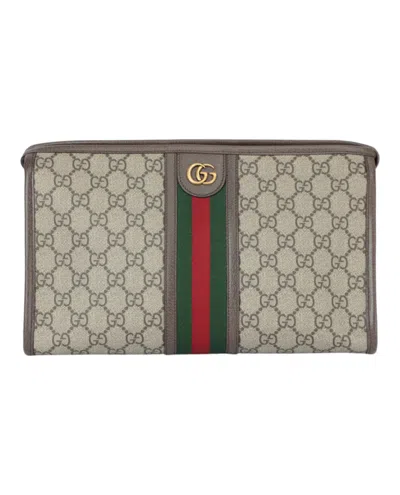 Pre-owned Gucci Men's  Ophidia Pouch In Beige/brown