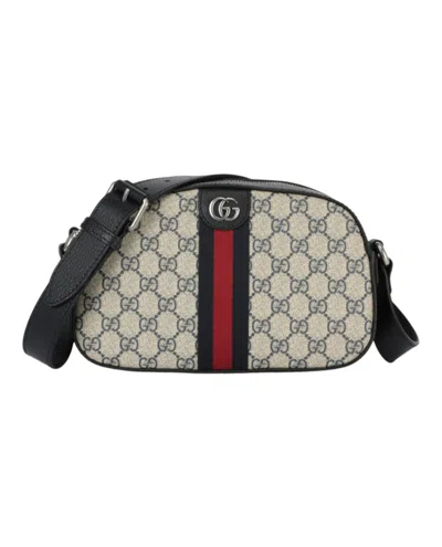 Pre-owned Gucci Men's  Ophidia Small Shoulder Bag In Beige/blue In Multi
