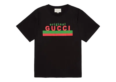 Pre-owned Gucci Men's  Original  Printed T-shirt In Black/red/green In Multi