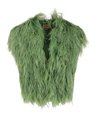Pre-owned Gucci Men's  Ostrich Feather Vest In Green