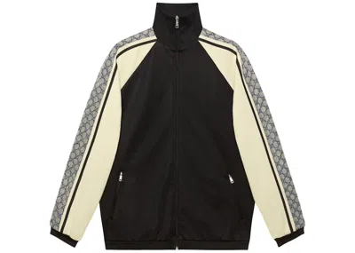 Pre-owned Gucci Men's  Oversize Technical Jersey Jacket In Black/ivory