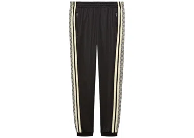 Pre-owned Gucci Men's  Oversize Technical Jersey Jogging Pant In Black/ivory In Multi