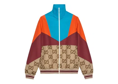 Pre-owned Gucci Men's  Panelled Light Weight Neoprene Zip Track Jacketin Beige