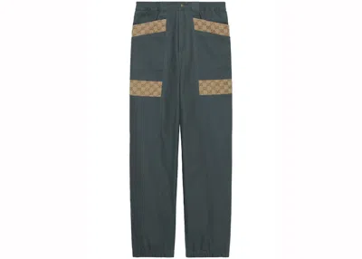 Pre-owned Gucci Men's  Panelled Monogrampattern Jeans In Ash Grey In Gray