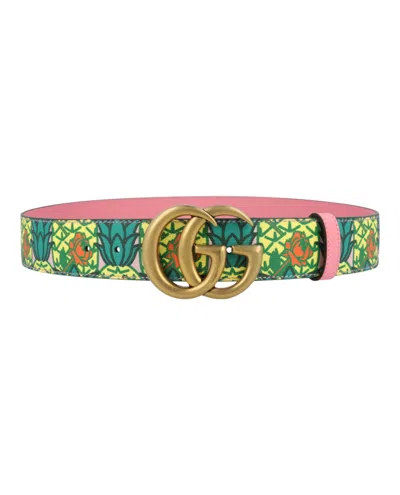 Pre-owned Gucci Men's  Pineapple Print Belt In Multi