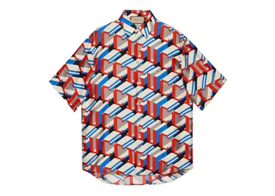 Pre-owned Gucci Men's  Pixel Print Silk Shirt