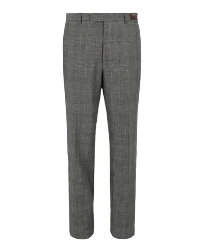 Pre-owned Gucci Men's  Prince Of Wales Tailored Trousers In Grey Beige