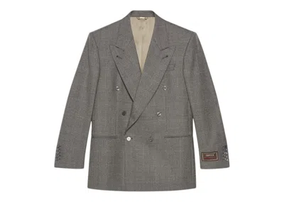 Pre-owned Gucci Men's  Prince Of Wales Wool Formal Jacket In Black/brown In Multi