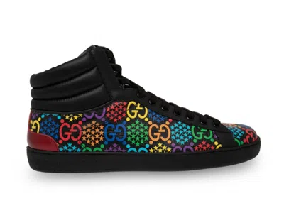 Pre-owned Gucci Men's  Psychadelic Ace High Sneakers In Black