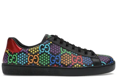 Pre-owned Gucci Men's  Psychadelic Ace Sneakers In Black