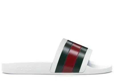 Pre-owned Gucci Men's  Pursuit Pool Slides Sneakers In White