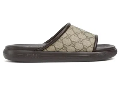Pre-owned Gucci Men's  Pursuit Supreme Slide Sneakers In Beige/ebony