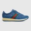 Gucci Men's Nora Suede And Nylon Ssima Retro Sneakers In Blue