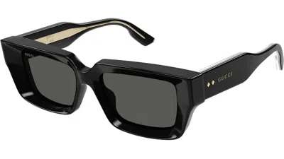 Pre-owned Gucci Men's  Rectangle Sunglasses In Black/grey (gg1529s/001)