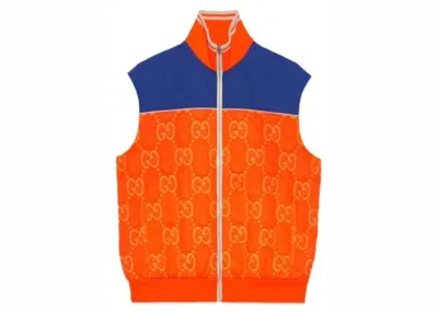 Pre-owned Gucci Men's  Removable Sleeve Gg Jacquard Jacket In Orange/blue In Multi