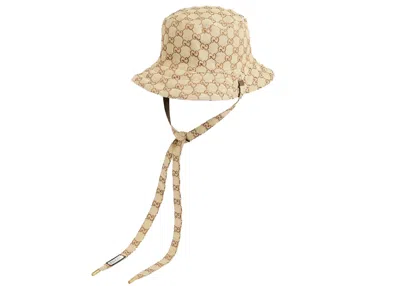 Pre-owned Gucci Men's  Reversible Hat In Gg Canvas And Nylon In Beige/brown