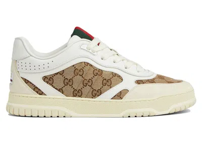 Pre-owned Gucci Men's  Reweb Sneaker Gg Canvas Sneakers In White/beige/ebony