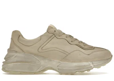 Pre-owned Gucci Men's  Rhyton Distressed Sneakers In Ivory In White