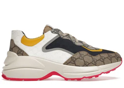 Pre-owned Gucci Men's  Rhyton Ebony Sneakers In Beige In Sand