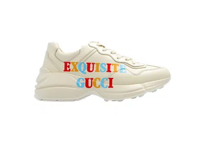 Pre-owned Gucci Men's  Rhyton Exquisite Beige Sneakers In White