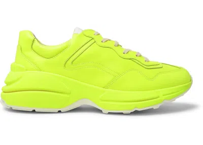 Pre-owned Gucci Men's  Rhyton Fluo Sneakers In Yellow