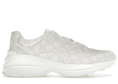 Pre-owned Gucci Men's  Rhyton Gg Supreme Sneakers In White