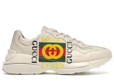 Pre-owned Gucci Men's  Rhyton Logo Sneakers In Ivory In White