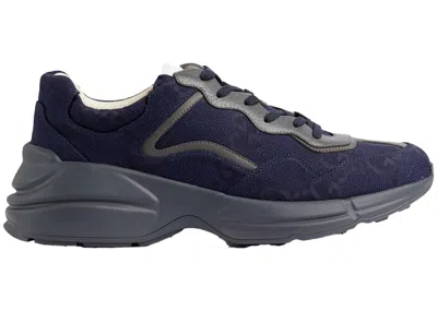 Pre-owned Gucci Men's  Rhyton Maxi Gg Supreme Sneakers In Blue
