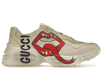 Pre-owned Gucci Men's  Rhyton Mouth Sneakers In Ivory