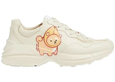 Pre-owned Gucci Men's  Rhyton Pikarar Sneakers In Off White