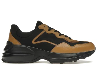 Pre-owned Gucci Men's  Rhyton Sneaker Maxi Gg Supreme Sneakers In Black/khaki Beige