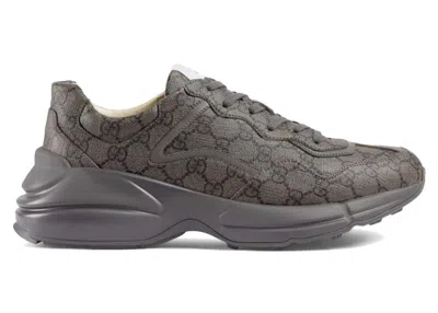 Pre-owned Gucci Men's  Rhyton Sneaker Monogram Sneakers In Grey/black In Multi