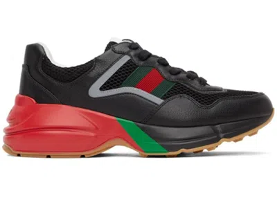 Pre-owned Gucci Men's  Rhyton Sneaker Sneakers In Black/red/green In Multi