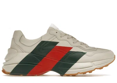 Pre-owned Gucci Men's  Rhyton Sneakers In Ivory/green/red