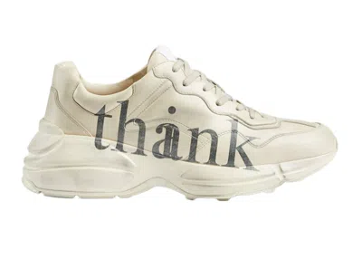 Pre-owned Gucci Men's  Rhyton Think/thank Sneakers In Ivory/black