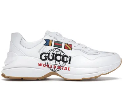 Pre-owned Gucci Men's  Rhyton Worldwide Sneakers In White